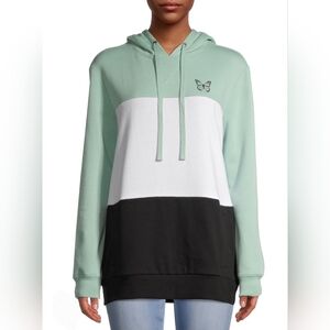 Triple Mint Green, White and Black Women's Pullover Hoodie